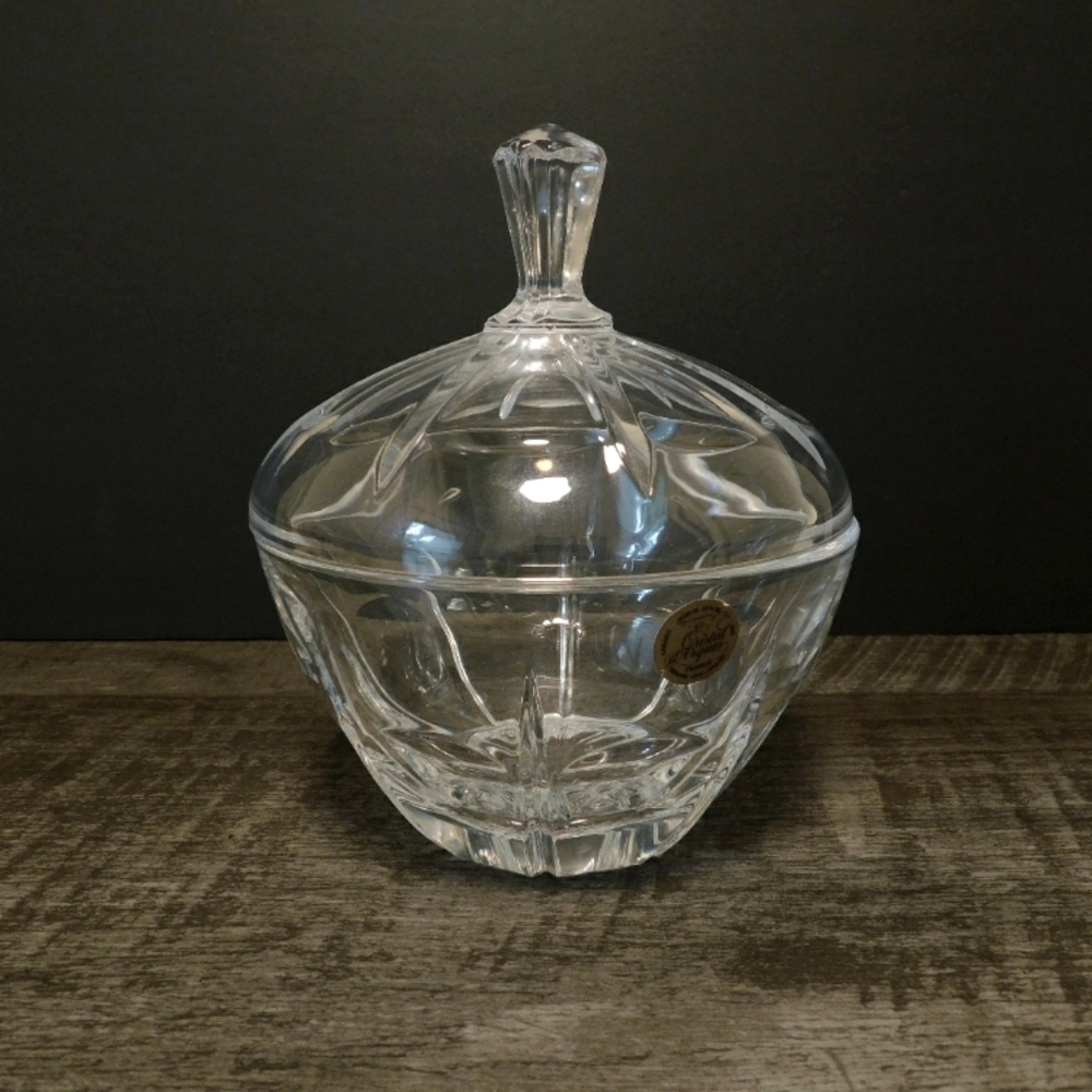 Clear Crystal Candy Dish With Lid Vintage
